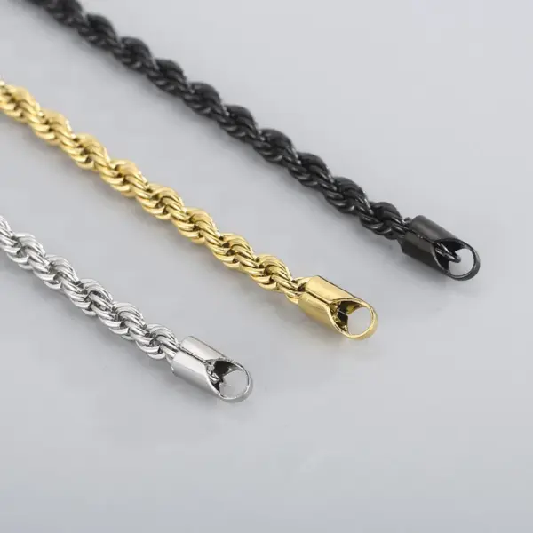 Wholesale PVD Coated 18K Gold Plated Twist Stainless Steel Simple Style Waterproof Non Tarnish 304 Stainless Steel Bracelets