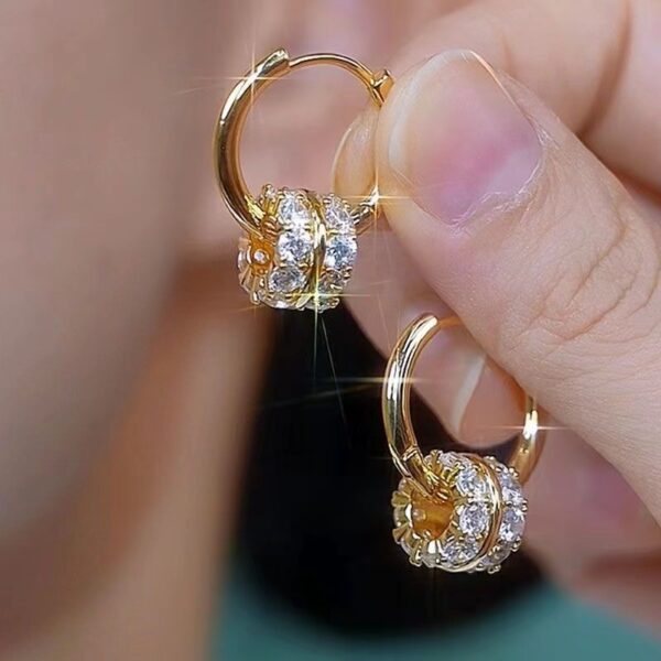 Wholesale Hot Earrings Light Luxury High Sense Zircon Small Ear Ring 2024 New Fashionable Earrings Hong Kong Style Retro Ear Buckle Earrings