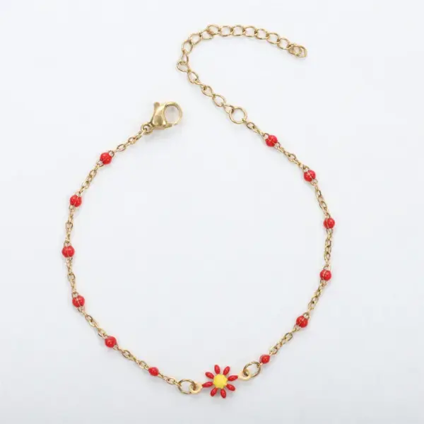 Wholesale Cute Sweet Flower 304 Stainless Steel Bracelets In Bulk