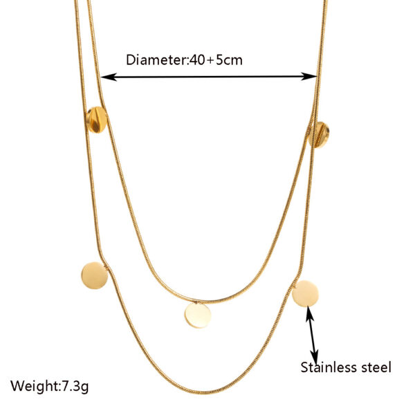 oly-7d74c1870447c85ce399069bef4a440e Wholesale Korean style geometric double-layer necklace for women, luxurious titanium steel, colorfast design, unique clavicle chain, elegant and versatile accessory.