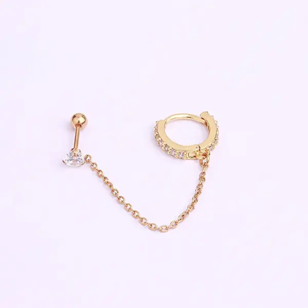 316L Stainless Steel Copper Zircon Ear Cartilage Rings & Studs Geometric Waterproof Non Tarnish Surgical Steel