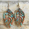 Wholesale Colorful Bohemian retro distressed hollow leaf wood earrings