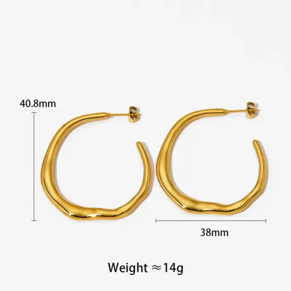 PVD Coated Real Gold Plated 16K White Plating Solid Color 304 Stainless Steel Simple Style Waterproof Non Tarnish Hoop Earrings