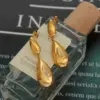 PVD Coated Real Gold Plated 18K Gold Water Droplets 304 Stainless Steel French Style Waterproof Non Tarnish Drop Earrings