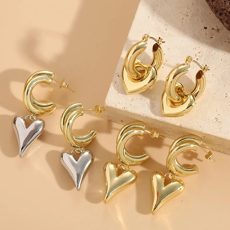 Wholesale 1 Pair Elegant Luxurious Classic Style Heart Shape Plating Copper 14k Gold Plated op Earrings
