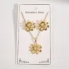 Wholesale Gold Plated Flower Earrings Necklace Set 304 Stainless Steel Water Dipped Elegant Casual Women Jewelry Set For Holiday And Daily Use