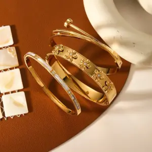 Fashionable Geometric Splicing Titanium Steel Bracelet 18K Gold Plated Women's High-End Non-Fading lished Hand Aessory