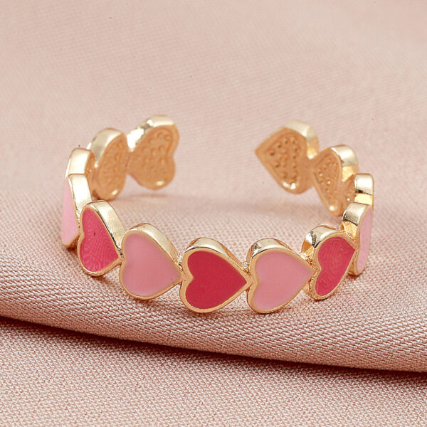 oly-7d93eb6acfe727bc700dbbc8bdc5d8c7 Wholesale Cross-border ins with pink love ring sweet copper open heart-shaped ring European and American creative geometric jewelry