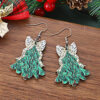 Wholesale Christmas Cow Pattern Bow Wooden Double-Sided Western Style Earrings
