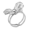 Wholesale PVD Coated Real Gold Plated 18K Gold Flower 304 Stainless Steel IG Style Simple Style Waterproof Non Tarnish Open Rings