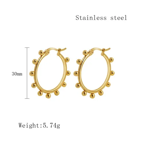 PVD Coated Real Gold Plated 18K Gold Geometric 304 Stainless Steel Simple Style Waterproof Non Tarnish Hoop Earrings