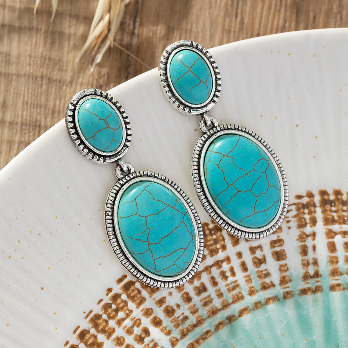 Wholesale Exaerated Bohemian Turquoise op Earrings