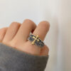 Wholesale Chiba Original Retro S925 Thai Sier Wings Cross Graiti Letter Open Ring Domineering Personalized Men's Ring