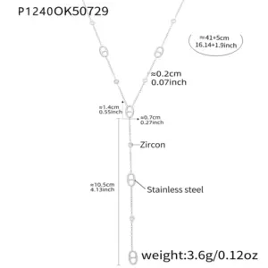 P1240-Steel Y-Shaped Necklace 41 5cm
