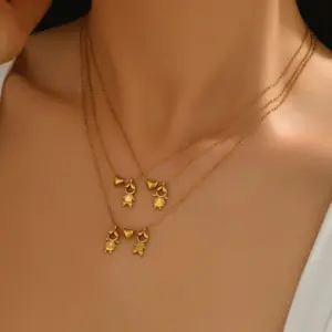 304 Stainless Steel Human Heart Shape Lock PVD Coated 18K Gold Plated Elegant Wedding Vacation O-shaped Chain Lobster Trigger Clasp Closure Gold Pendant Necklace