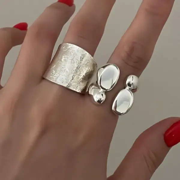 304 Stainless Steel Solid Color PVD Coated 18K Real Gold Plated Hip-Hop Retro Gold Rings