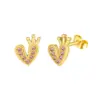 1 Pair Elegant Heart Shape Inlay Titanium Steel Zircon Ear Studs