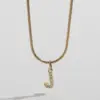 Wholesale 14K Gold Plated Letter 304 Stainless Steel Copper Classic Style 304 Stainless Steel Lobster Trigger Clasp Closure Pendant Necklace