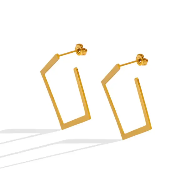 PVD Coated Real Gold Plated 18K Gold Square 304 Stainless Steel Fashion Waterproof Non Tarnish Earrings