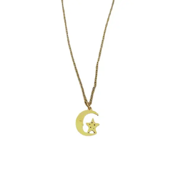 Wholesale Fashion Star Moon Titanium Steel Plating Pendant Necklace 1 Piece