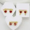 Fashionable Electroplated Color Retention Heart Shaped Earrings Wings One Sword Through Heart Design Women Casual Style Resin Post