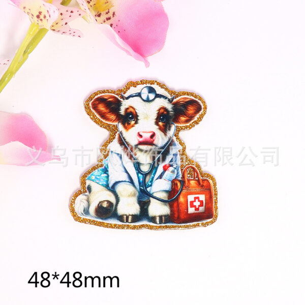Wholesale New loose powder cartoon cute calf pony bag accessories acrylic cute DIY patch accessories