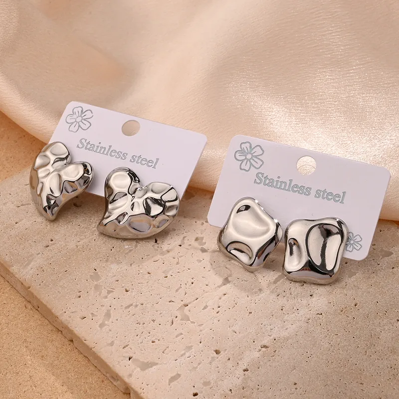1 Pair/Package Casual Modern Style Red Heart Rhombus lishing 201 Stainless Steel Earrings