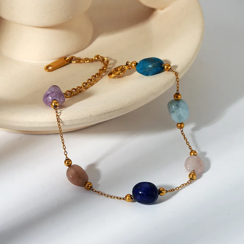 Wholesale PVD Coated Real Gold Plated 18K Multicolor 201 Stainless Steel Natural Stone Hawaiian Sweet Waterproof Non Tarnish 304 Bracelets