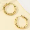 Wholesale PVD Coated Real Gold Plated 18K Gold Round 304 Stainless Steel Elegant Simple Style Waterproof Non Tarnish 304 Stainless Steel Hoop Earrings