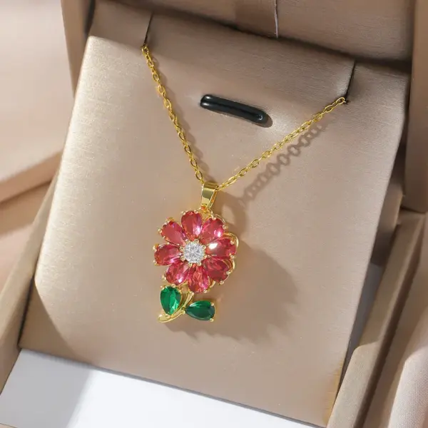 Wholesale Titanium Steel Flower Necklace Rotatable Fashion Trend Design Simple Unique Durable Women's Necklace Jewelry Multifunctional Quality