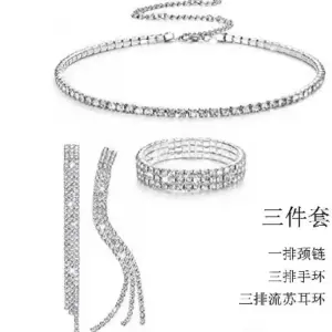 Single-Row Necklace Three-Row Earrings Three-Row Bracelet