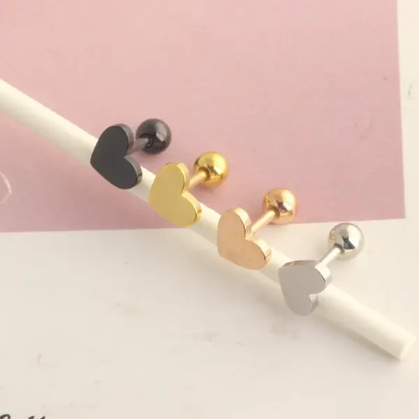 1 Piece Vintage Style Heart Shape Stainless Steel Ear Studs