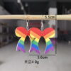 Wholesale Cross-border creative rainbow acrylic Valentine's Day six-color bow earrings sweet personality design gift earrings