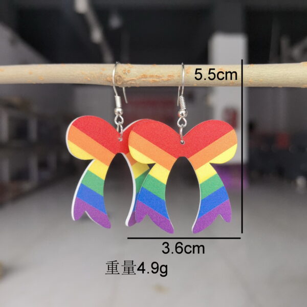 Wholesale Cross-border creative rainbow acrylic Valentine's Day six-color bow earrings sweet personality design gift earrings