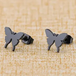 Wholesale PVD Coated 18K Gold Real Gold Plated Butterfly 304 Stainless Steel Simple Style Waterproof Non Tarnish Ear Studs