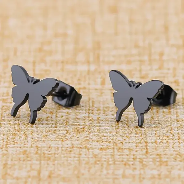 Wholesale PVD Coated 18K Gold Real Gold Plated Butterfly 304 Stainless Steel Simple Style Waterproof Non Tarnish Ear Studs