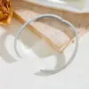 304 Stainless Steel Solid Color PVD Coated Rhinestones 18K Real Gold Plated Princess Cute Waterproof Non Tarnish Inlay Gold Bangle