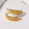 Wholesale Jewelry Sweet Leaf 304 Stainless Steel 18K Gold Plated Plating Stainless Steel Rings