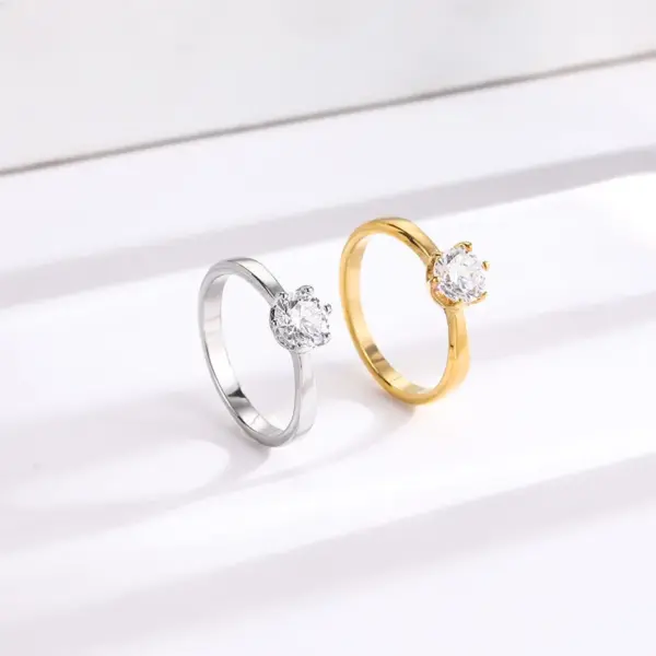 Vacuum Plating Real Gold Plated 18K Gold Round 304 Stainless Steel Elegant Glam Luxurious Waterproof Non Tarnish Rings