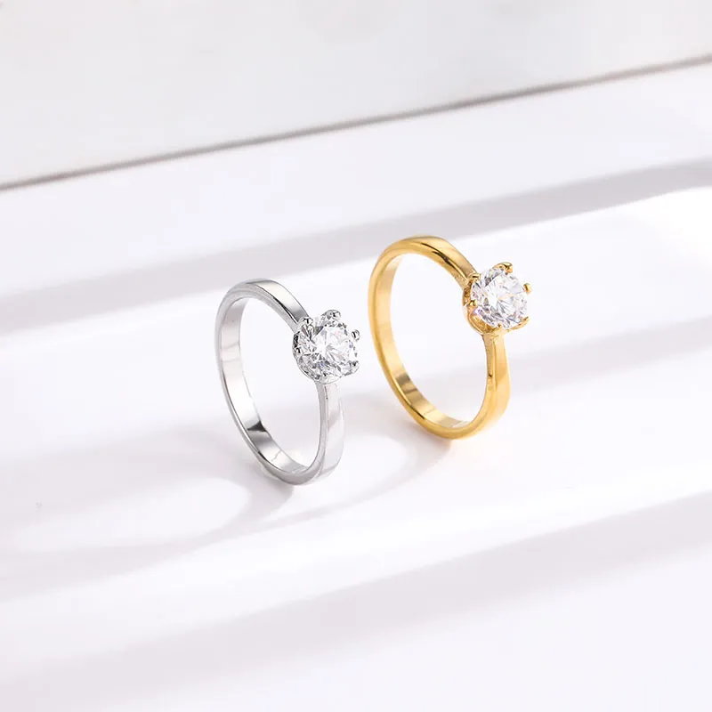 Wholesale Vacuum Plating Real Gold Plated 18K Gold Round 304 Stainless Steel Elegant Glam Luxurious Waterproof Non Tarnish Rings