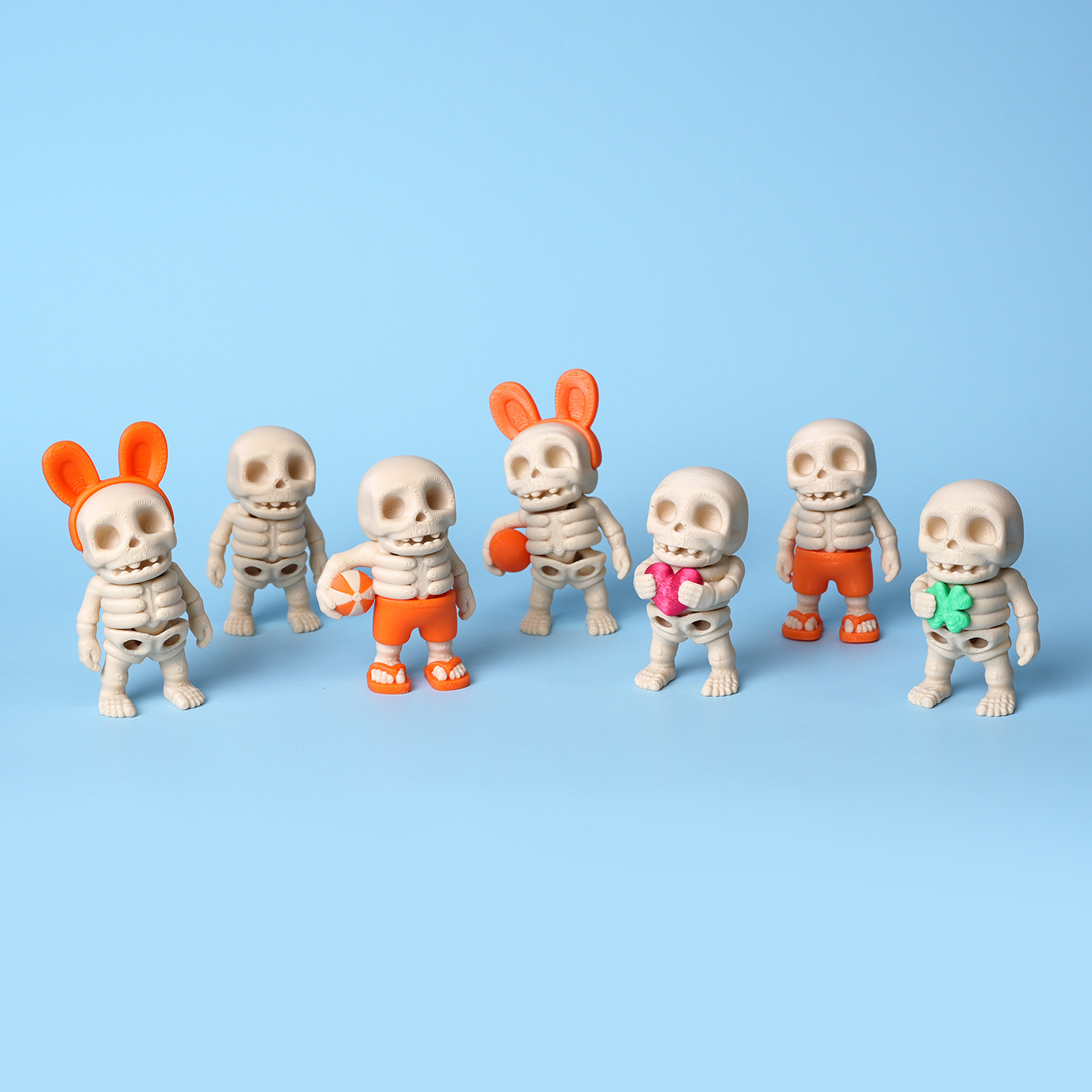 Wholesale 3D Printed Skull Figurine Oice Toy Ornament - pular Fun, Creative, Ugly-cute Skull Skeleton Model