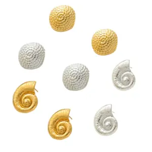 Wholesale 1 Pair Basic Modern Style Round Conch Plating 304 Stainless Steel Ear Studs