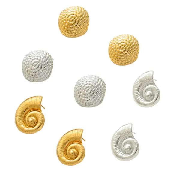 Wholesale 1 Pair Basic Modern Style Round Conch Plating 304 Stainless Steel Ear Studs