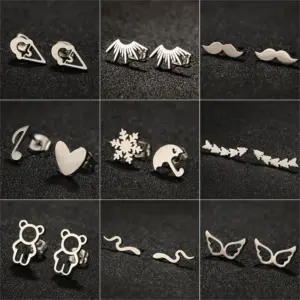 Wholesale PVD Coated 18K Gold Real Gold Plated Heart Shape Butterfly 304 Stainless Steel Waterproof Non Tarnish Ear Studs