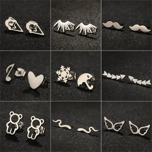 Wholesale PVD Coated 18K Gold Real Gold Plated Heart Shape Butterfly 304 Stainless Steel Waterproof Non Tarnish Ear Studs