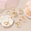 Wholesale Elegant Pearl Flower Stainless Steel Open Ring Gold Plated Adjustable Band Casual Holiday Jewelry Accessory For Women