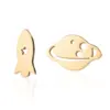 Wholesale PVD Coated 18K Gold Real Gold Plated Spacecraft Planet 304 Stainless Steel Fashion Waterproof Non Tarnish Ear Studs