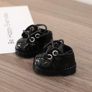 Black lace-up leather shoes / Suitable for first, second, and third generation keychains (dolls not included).