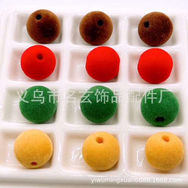 Wholesale Christmas-colored flocked beads