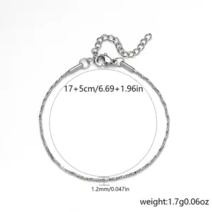 1.2mm Twisted Square Snake / Steel Color